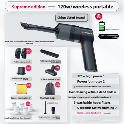 Portable Wireless Car Vacuum Cleaner with High Suction!