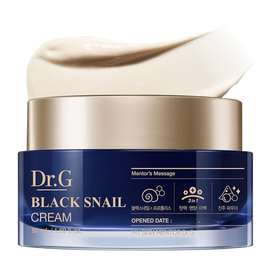 Dr. G Black Snail Cream - Korean Skincare with Snail Mucin - Anti-Aging Face Cream for Fine Lines - Firming Lotion for Skin Elasticity - Moisturizer for Skin Dullness - Deep Nourishment - 1.69 Fl Oz